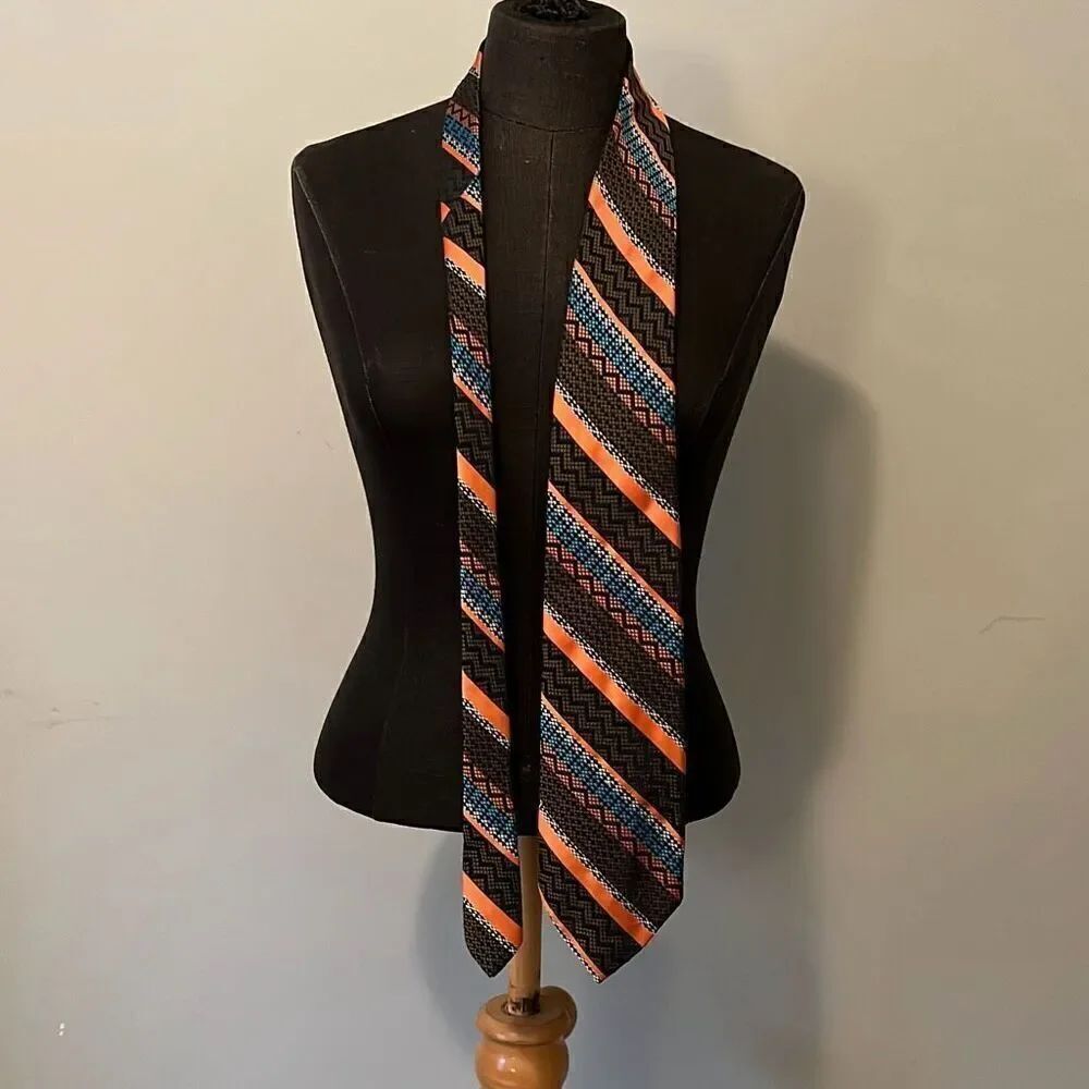 Vintage Men's Multicolor Striped Geometric Tie